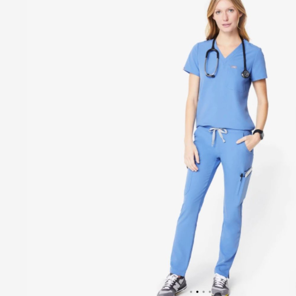 FIGS Ceil Blue XS Catarina Top+S Tall Yola Bottom